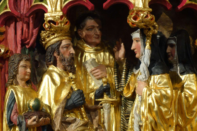 Hildegard von Bingen und Kaiser Barbarossa auf dem Altarbild der Rochuskapelle.