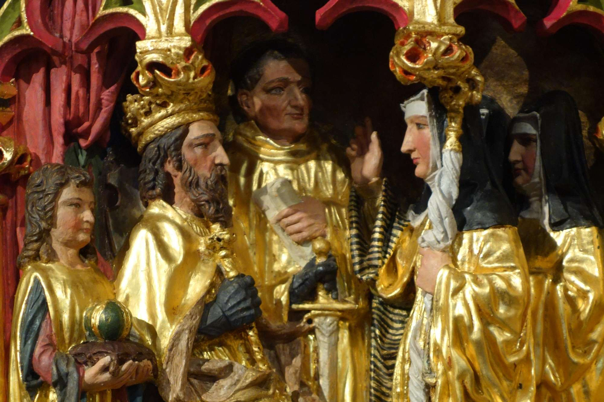 Hildegard von Bingen und Kaiser Barbarossa auf dem Altarbild der Rochuskapelle.