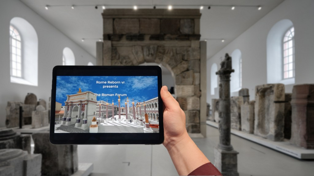 Die Steinhalle als Teil einer virtuellen Reise ins alte Rom.