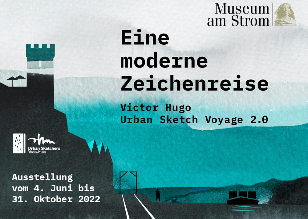 Ab 4. Juni 2022 ist unsere Ausstellung Eine moderne Zeichenreise – Victor Hugo Urban Sketch Voyage 2.0 im Museum an Strom in Bingen zu sehen.